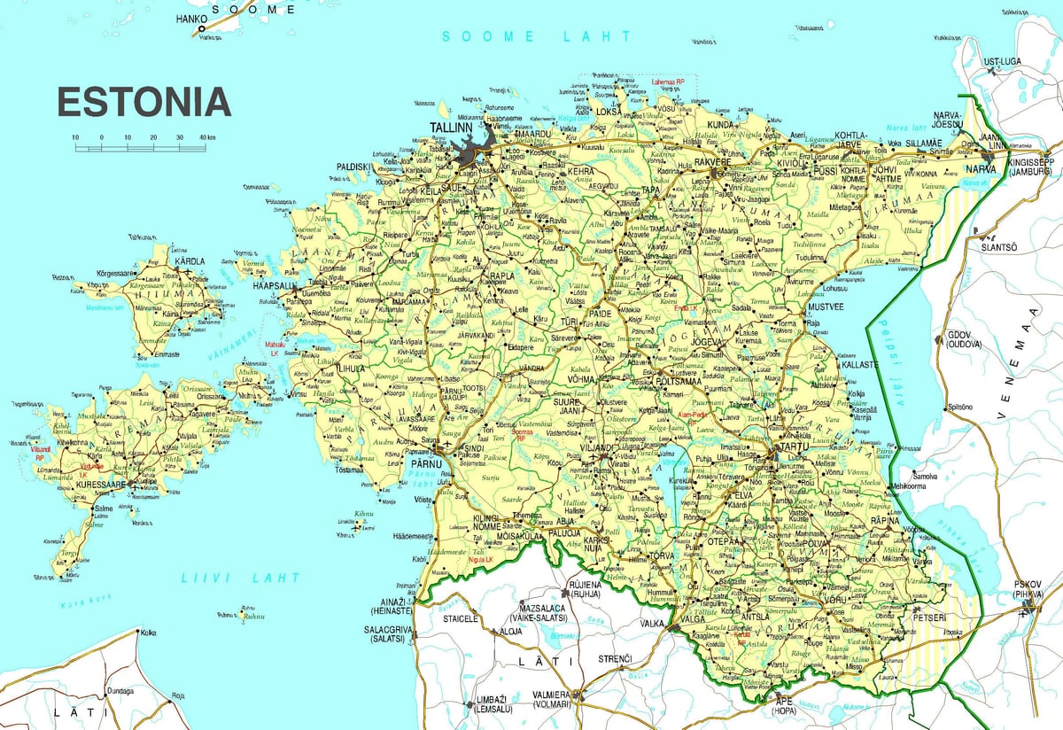 քարտեզ Էստոնիայի ճանապարհին