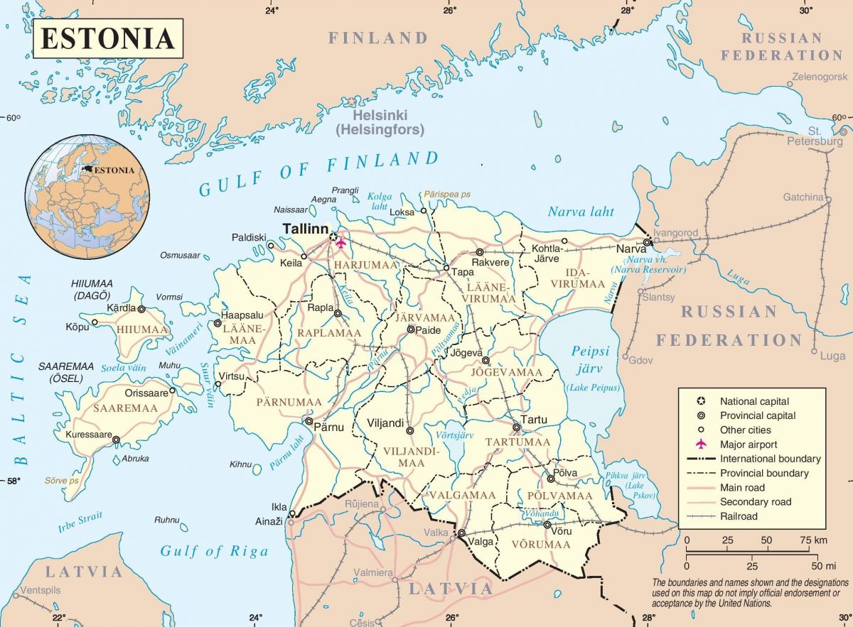 Էստոնիա քարտեզի վրա